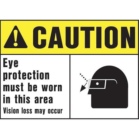 Hy-Ko Caution Eye Protection Sign 10" x 14", 5PK A20373